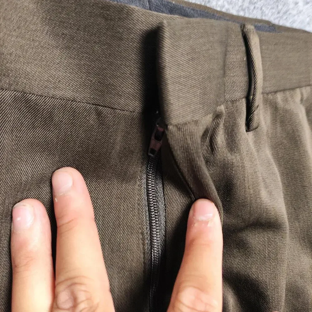 Apt. 9 Dress Pants Mens 29x30 Brown Microfiber Flat Front Straight Leg Office